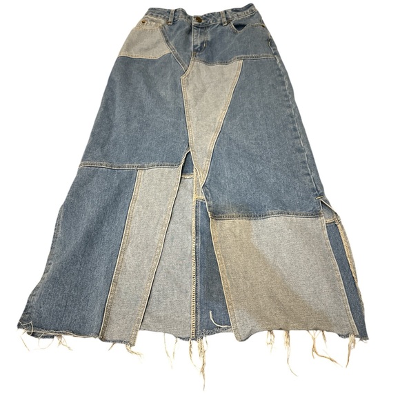Nasty Gal Dresses & Skirts - Nasty Gal Denim Patchwork Split Front Maxi Skirt Size 6
